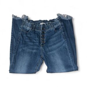 Black Label C’est Toi sz.Large cutoff stretchy button fly jeans gathered waist